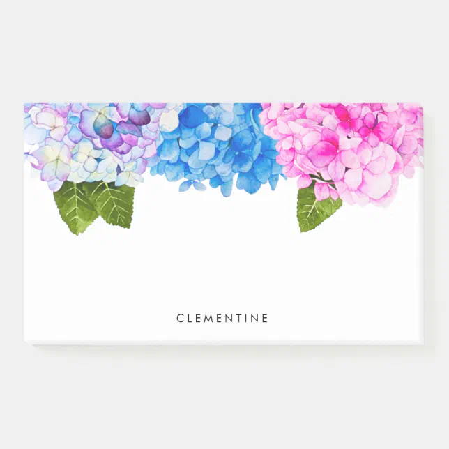 Hydrangea Flowers, Watercolor, personalized Post-it Notes | Zazzle