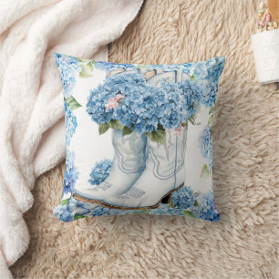 Hydrangea flowers watercolor Throw Pillow