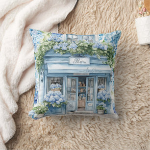 Hydrangea flowers watercolor Throw Pillow