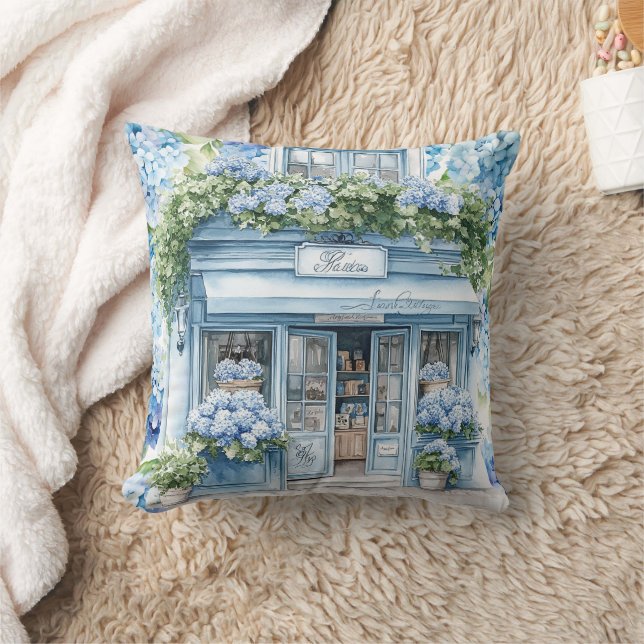  Hydrangea flowers  watercolor Throw Pillow (Blanket)