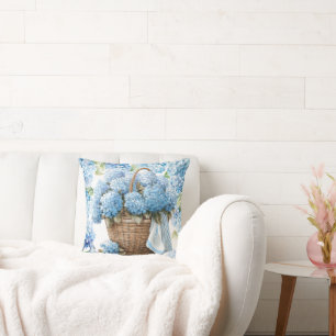 Hydrangea flowers watercolor Throw Pillow