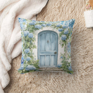 Hydrangea flowers watercolor Throw Pillow