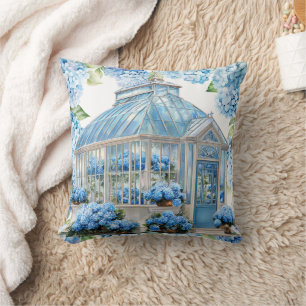 Hydrangea flowers watercolor Throw Pillow