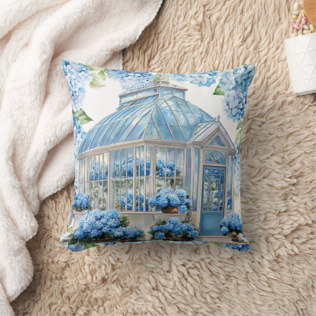  Hydrangea flowers  watercolor Throw Pillow (Blanket)