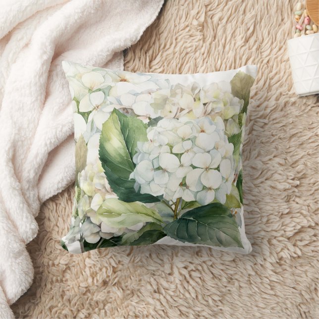  Hydrangea flowers  watercolor Throw Pillow (Blanket)