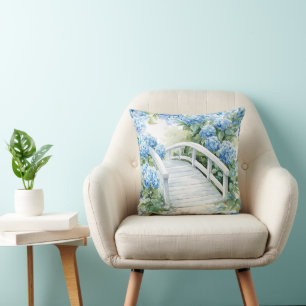 Hydrangea flowers watercolor Throw Pillow