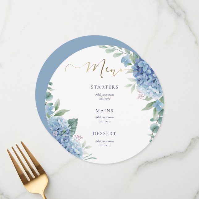 hydrangea flowers wedding Menu (Front/Back In Situ)