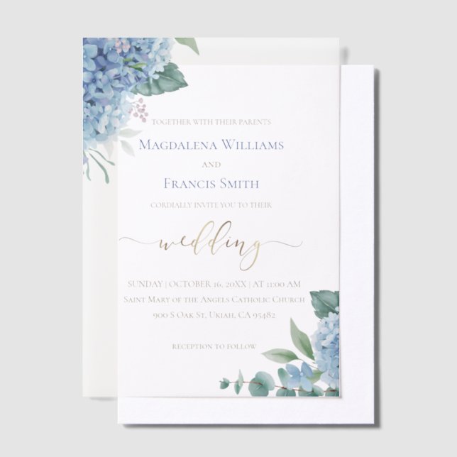 Hydrangea flowers wedding vellum invitations (Offset)