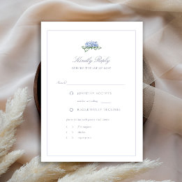 Hydrangea Formal Blue Frame Coastal Wedding Meal RSVP Card