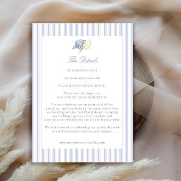 Hydrangea Formal Stripes Coastal Wedding Details Enclosure Card