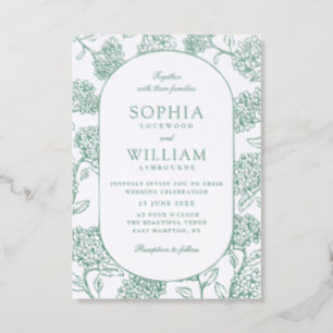 Hydrangea Frame Monochromatic Wedding Letterpress Invitation