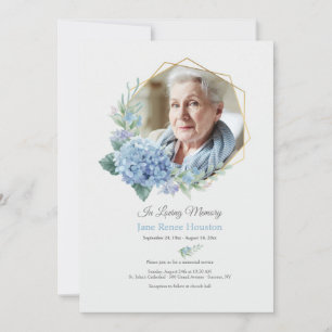 Hydrangea Frame Photo Celebration of Life Invitation