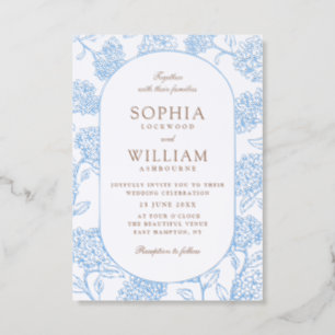 Hydrangea Frame Wedding Letterpress Invitation