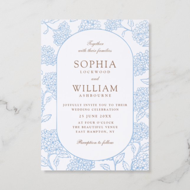 Hydrangea Frame Wedding Letterpress Invitation (Front)