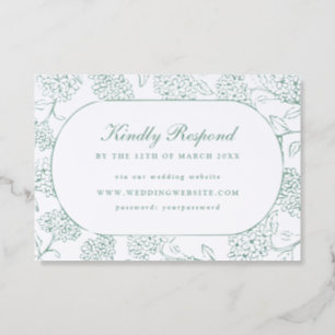 Hydrangea Frame Wedding Letterpress RSVP Cards