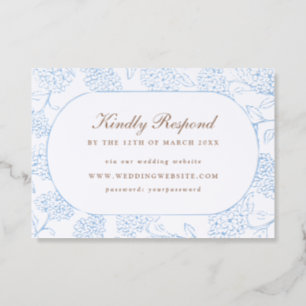 Hydrangea Frame Wedding Letterpress RSVP Cards