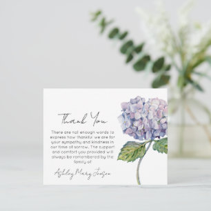 Hydrangea Funeral Thank You Card Bereavement