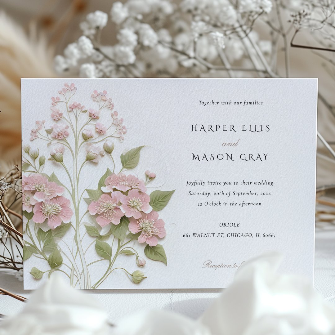 Hydrangea Garden Elegant Pastel Wedding Invite