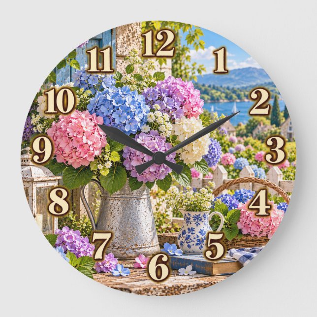 Hydrangea Garden Lakeside Clock (Front)