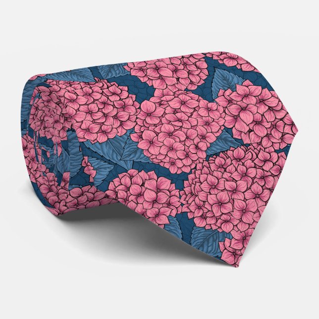 Hydrangea garden neck tie (Rolled)