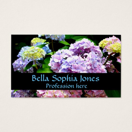 Hydrangea garden, pink, blue, purple floral (Front)