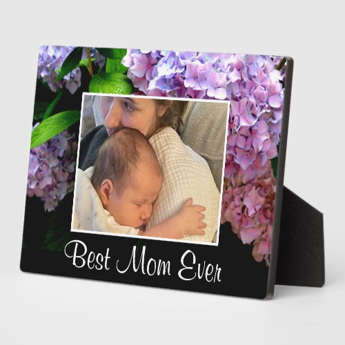 Hydrangea garden pink blue purple floral Best Mom Plaque
