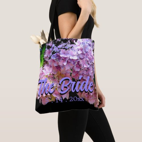 Hydrangea garden pink blue purple floral Bride Tote Bag
