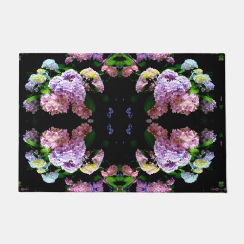 Hydrangea garden pink blue purple floral  doormat