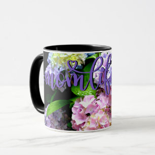 Hydrangea garden, pink, blue, purple floral mom mug