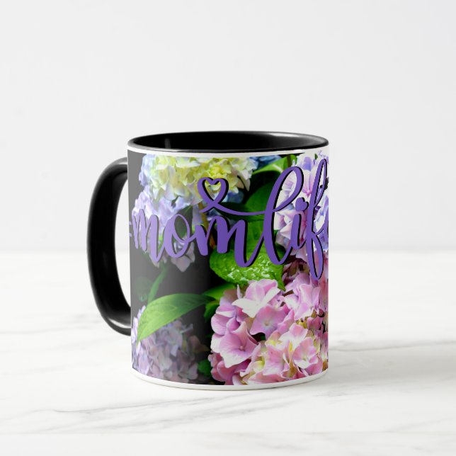 Hydrangea garden, pink, blue, purple floral mom  mug (Front Left)