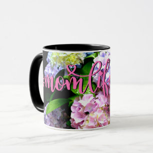 Hydrangea garden, pink, blue, purple floral mom mug