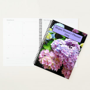 Hydrangea garden, pink, blue, purple floral mom planner