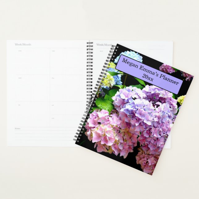 Hydrangea garden, pink, blue, purple floral mom  planner (Display)