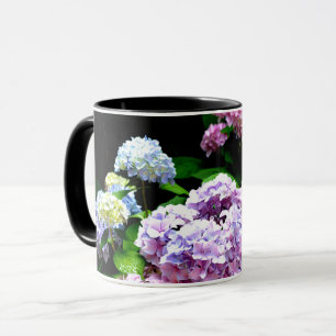 Hydrangea garden, pink, blue, purple floral mug