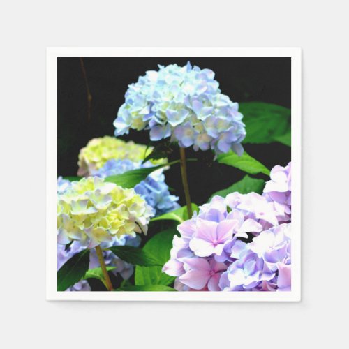 Hydrangea garden pink blue purple floral napkins