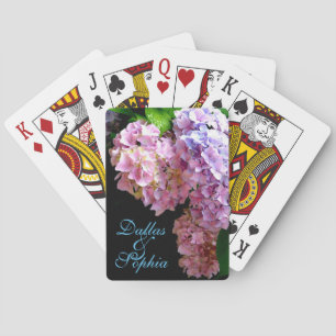 Hydrangea garden, pink, blue, purple floral poker cards