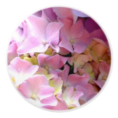 Hydrangea garden pink floral blue purple floral ceramic knob