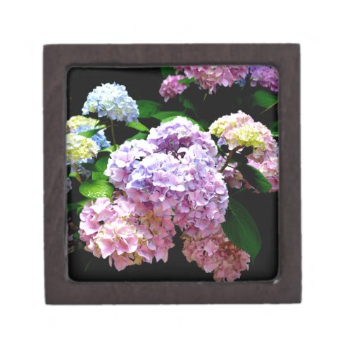 Hydrangea garden pink purple blue floral jewelry box