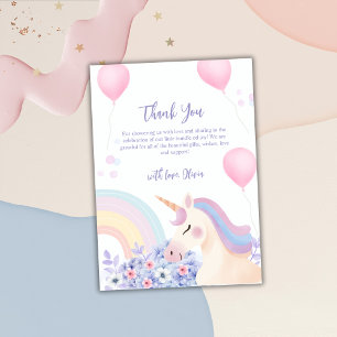 Hydrangea Garden Rainbow Unicorn Baby Shower  Thank You Card