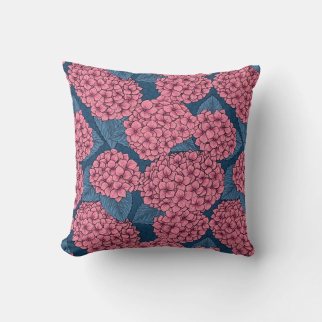 Hydrangea garden throw pillow (Front)