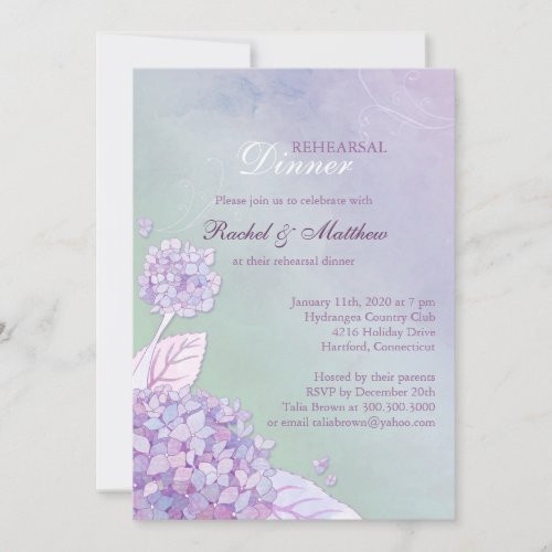 Hydrangea Garden Wedding Rehearsal Dinner Invitation