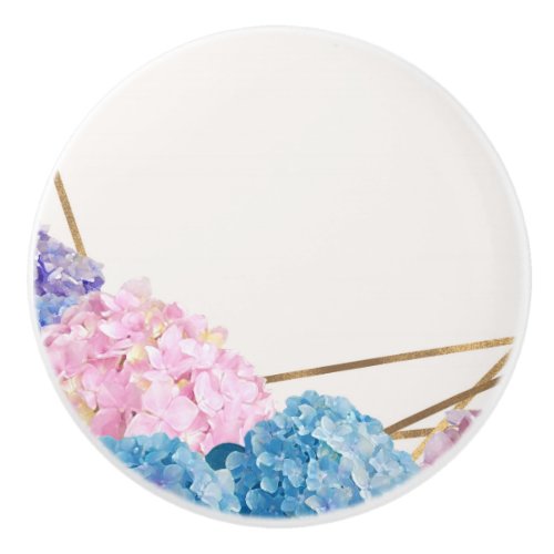 Hydrangea  Gold Elegant Floral Chic Spring Custom Ceramic Knob