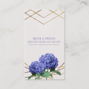 Hydrangea & Gold Elegant Floral Refer a Friend Referral Card