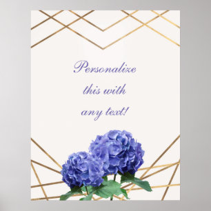 Hydrangea & Gold Elegant Floral Wedding Banner Poster