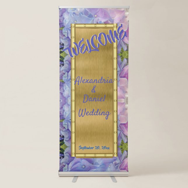 Hydrangea Gold Event Vertical Retractable Banner (Front)