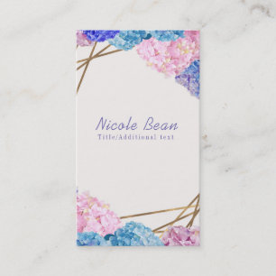 Hydrangea & Gold Lines Elegant Spring Floral Chic Business Card