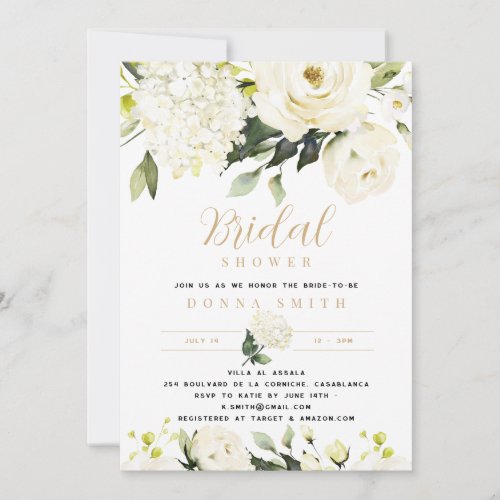 Hydrangea  Greenery Bridal Shower Invitation
