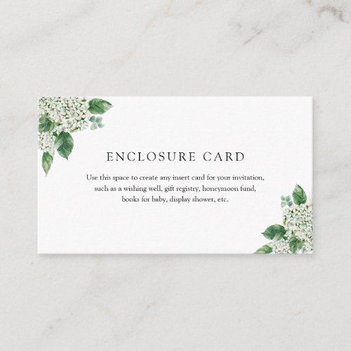 Hydrangea Greenery Enclosure Card