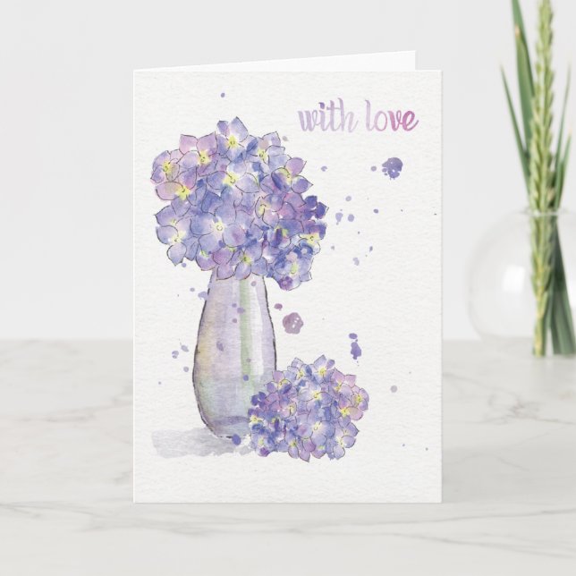 Hydrangea Greeting Card "with love" 4 Mother's Day (Front)