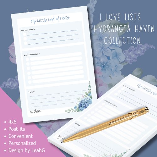 Hydrangea Haven My Little Pad of Lists by LeahG Post_it Notes